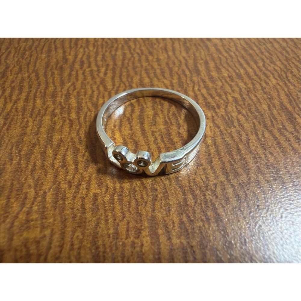 Vintage Disney Mickey Love Ring 925 Sterling Silver CZ Size 9 Signed